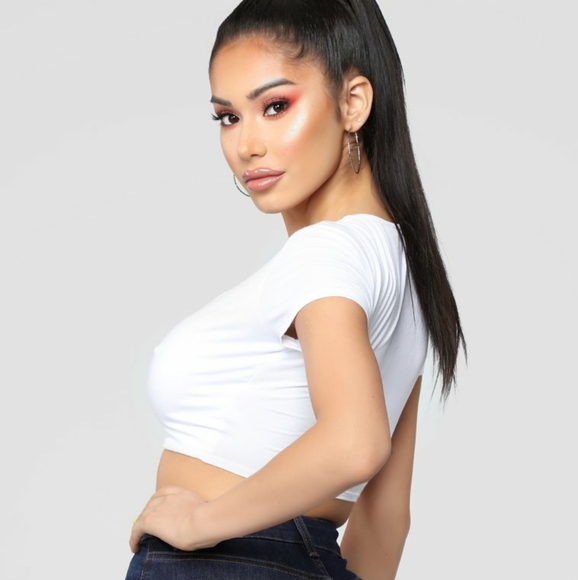 White Snap Button Crop Top - Picture 5 of 10